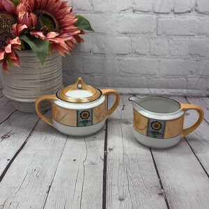 vintage noritake hand painted cream and sugar set